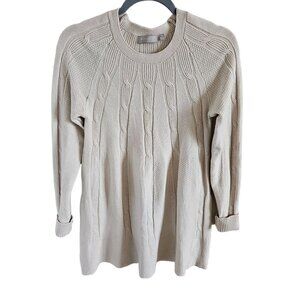 Evolution By Cyrus woman Size M Cable Knit Aline Tunic Cream Color Lagenlook